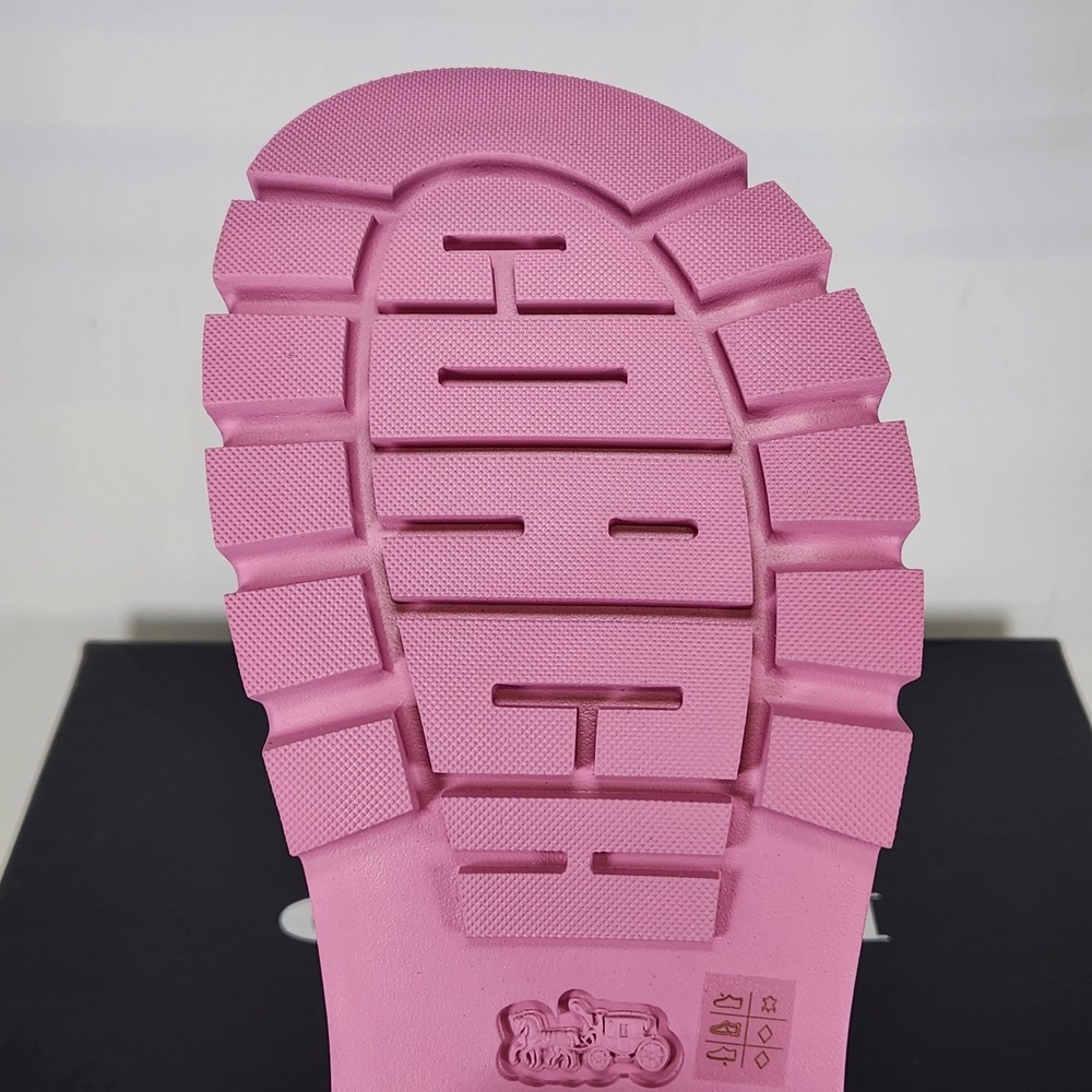 Coach Brynn Platform Sandals Women Size 8.5 Fuchsia Leather Lug Sole - Picture 6 of 8